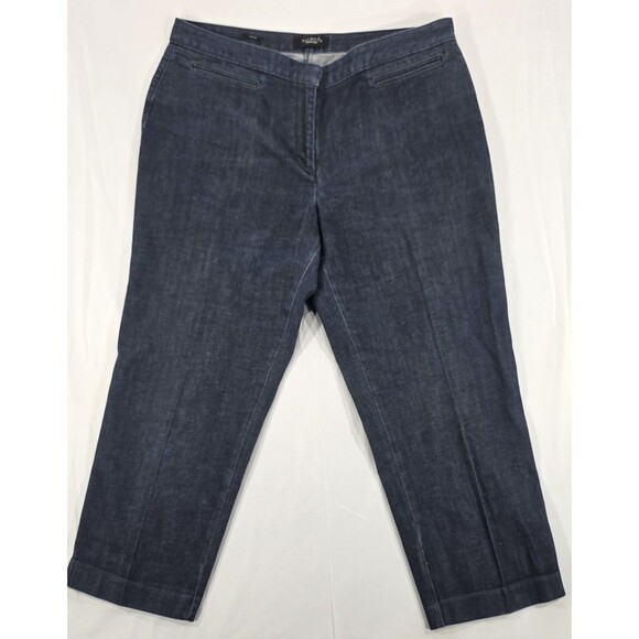 Talbots Denim Trousers Womens Ankle Pants Straight Leg Dark Wash Stretch Size 14 - Picture 1 of 14